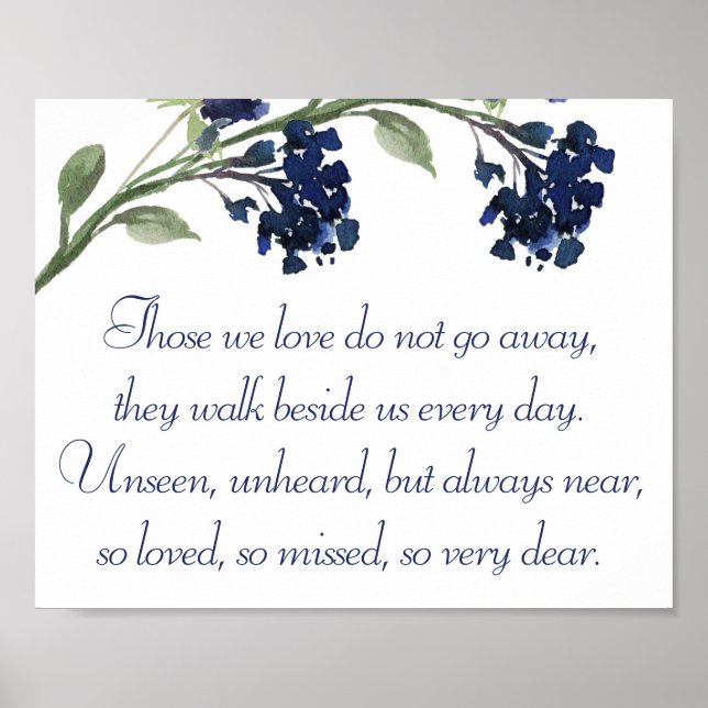 Poster Fleur sauvage | Poème commémoratif bleu classique  (Devant)