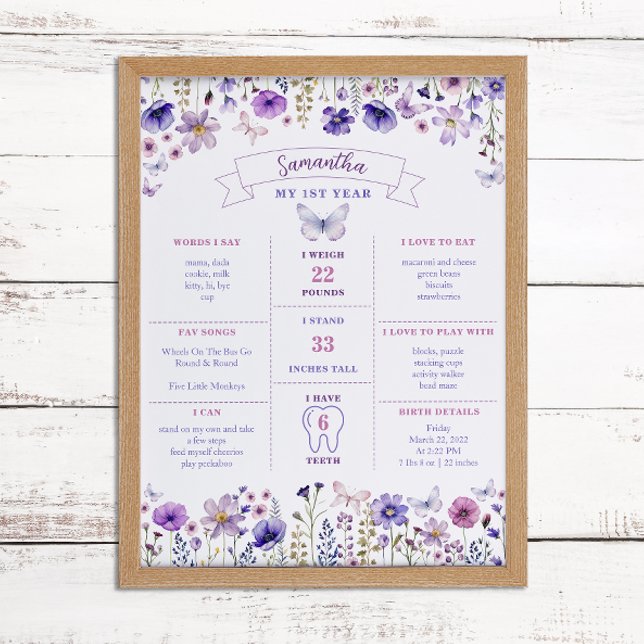 Poster fleur sauvage Premier anniversaire Jalon (My 1st Year Poster)