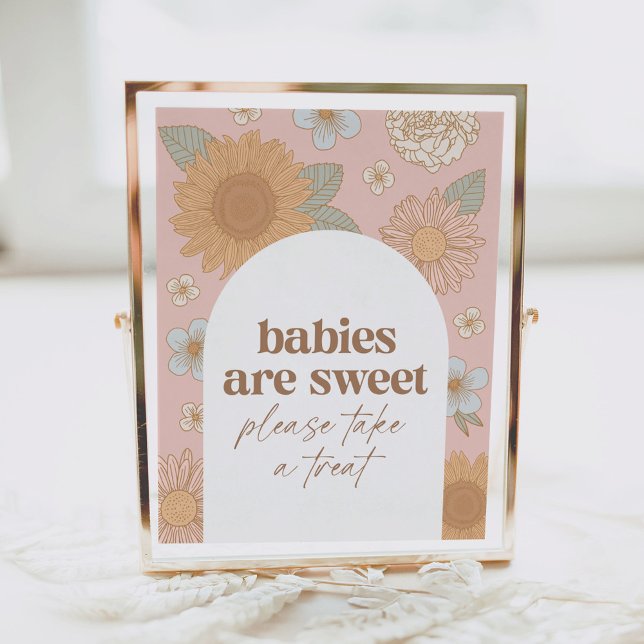 Poster Fleur sauvage rétro Baby shower bébé sont doux sig (Créateur téléchargé)