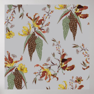 Poster Fleur sauvage rétro humeur vintage, plantes botani