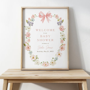 Poster Fleur sauvage Rose Floral Baby Girls Bow Baby show
