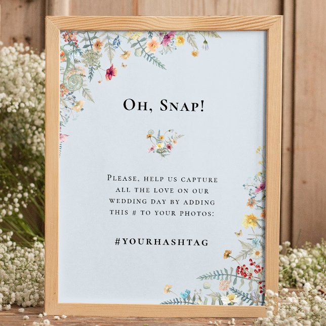 Poster Fleur sauvage simple Fern Dusty Blue Mariage Hasht (Créateur téléchargé)