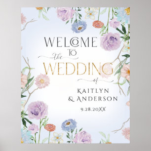 Poster Fleur sauvage Sky Blue Floral Bienvenue Mariage