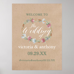 Poster  fleur sauvage Sur Mariage campagnard Kraft Bienve