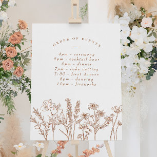 Poster Fleur sauvage Terracotta Mariage Calendrier des év