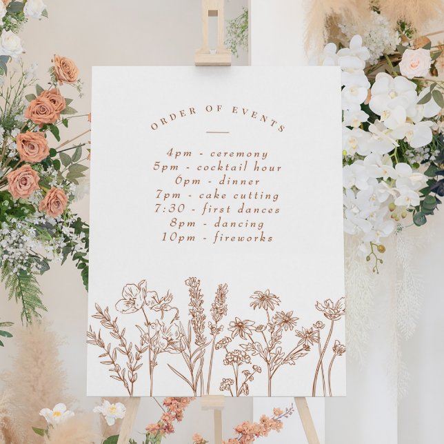 Poster Fleur sauvage Terracotta Mariage Calendrier des év (Créateur téléchargé)