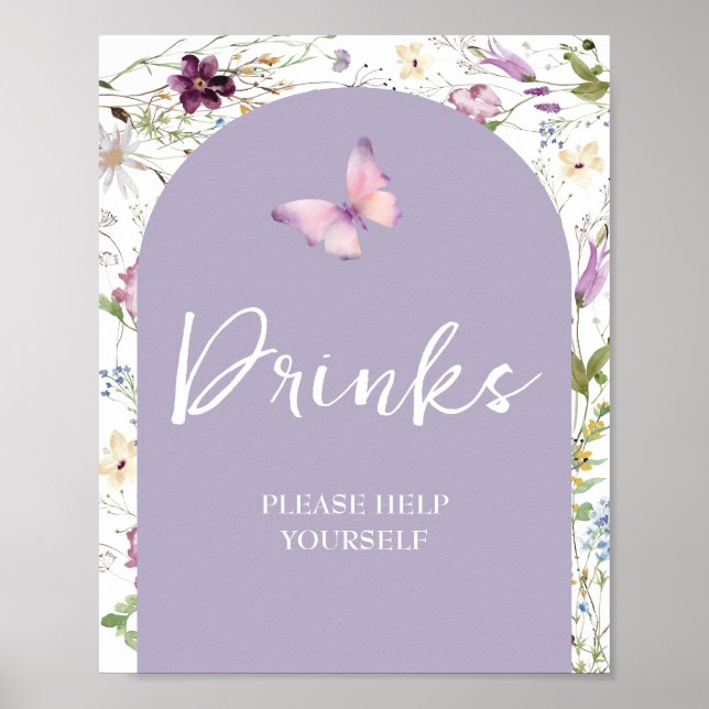 Poster Fleur sauvage Wild ONE Butterfly Garden Party Bois (Devant)