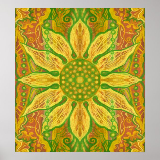 Poster Fleur Soleil Floral Bohème Helianthus Tournesol (Devant)