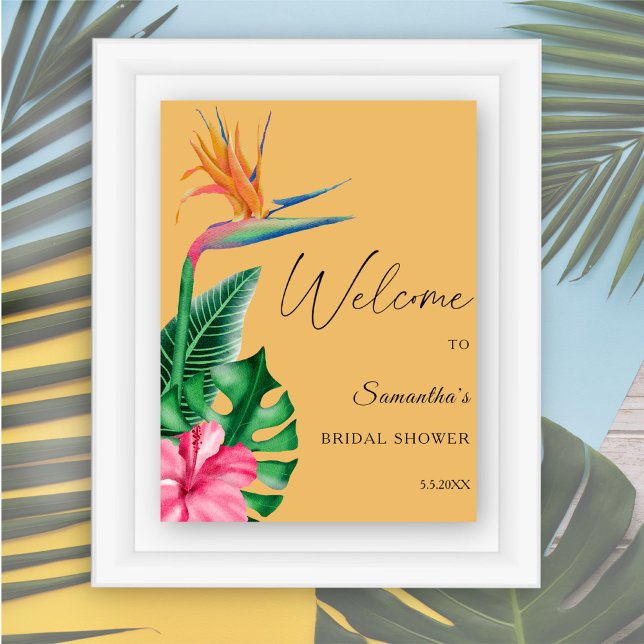 Poster Fleur tropicale - signe d'accueil de la douche nup (Créateur téléchargé)