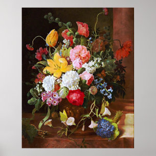 Poster Fleur Vie Encore Des Roses, Tulipes Et Violettes