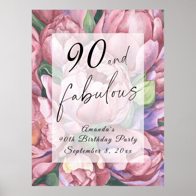 Poster Fleur vintage 90e fête d'anniversaire (Devant)