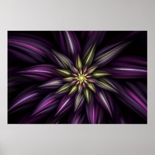 POSTER FLEUR VIOLETTE ÉCLOSION - ART MANDALA FLORAL MYSTI