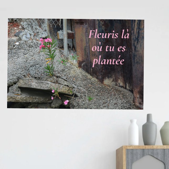 Poster Fleuris là où tu es plantée Pink Floral (Créateur téléchargé)