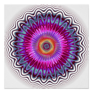 Poster Fleuron Kaleidoscope multicolore