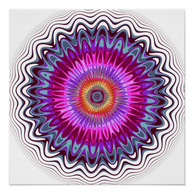 Poster Fleuron Kaleidoscope multicolore (Devant)