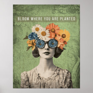 Poster Fleuron où planté Surreal Flower Woman