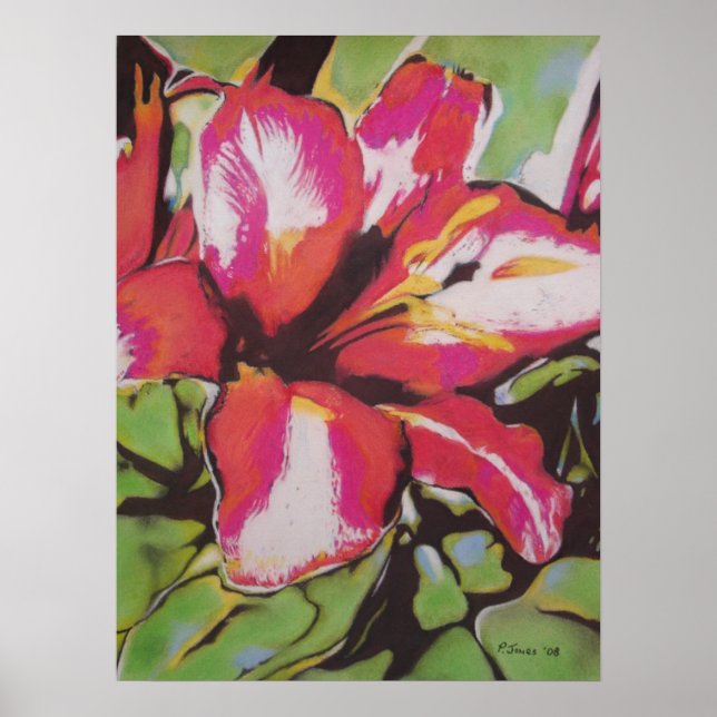 Poster Fleuron rouge art moderne (Devant)