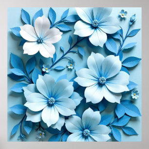 Poster Fleurs 3d colorées