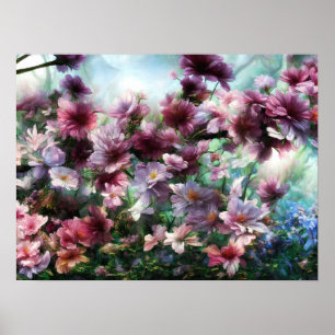 Poster Fleurs à éclaboussures de fleurs de cerisier