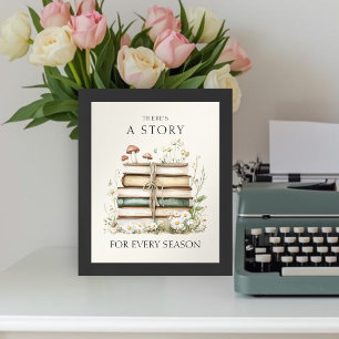 Poster Fleurs à l'aquarelle et livres vintage