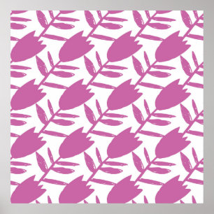 Poster Fleurs Abstraites bleues roses motif transparent s