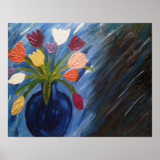 Poster Fleurs Abstraites dans le vase (Devant)