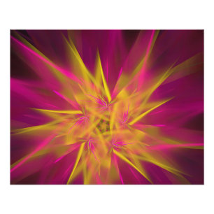 Poster Fleurs Abstraites, en couleur rose et jaune,