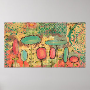 Poster Fleurs Abstraites modernes Art de peinture multimé
