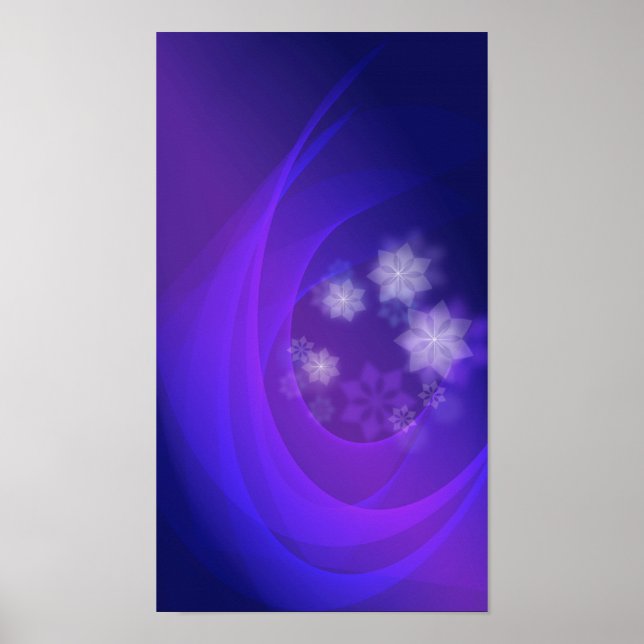 Poster Fleurs Abstraites sur Arrière - plan Indigo plié (Devant)
