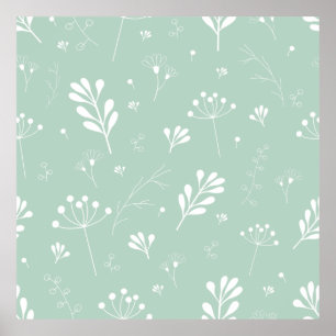 Poster Fleurs arrière - plans verts brindilles