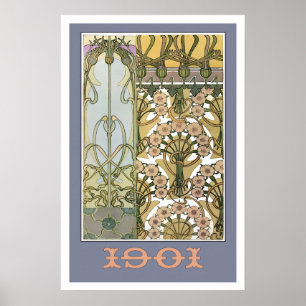 Poster Fleurs Art nouveau alphonse mucha art floral 1901