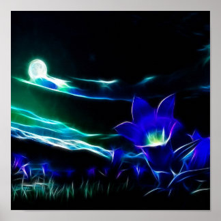 Poster Fleurs Au Lune