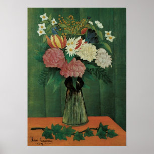 Poster Fleurs avec du lierre par Henri Rousseau, Floral V