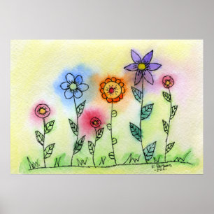Poster Fleurs avec Halos