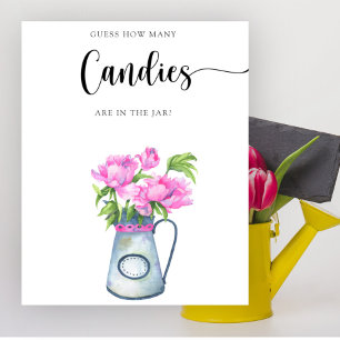 Poster Fleurs baby shower Devinez combien de bonbons