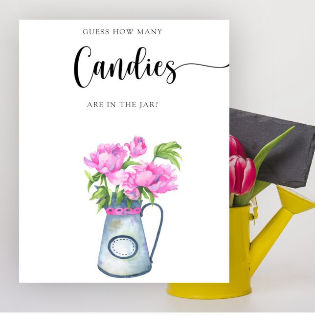 Poster Fleurs baby shower Devinez combien de bonbons (Créateur téléchargé)