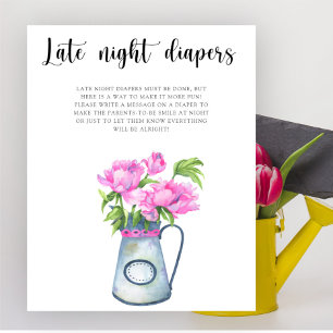 Poster Fleurs baby shower Late nuit couches jeu