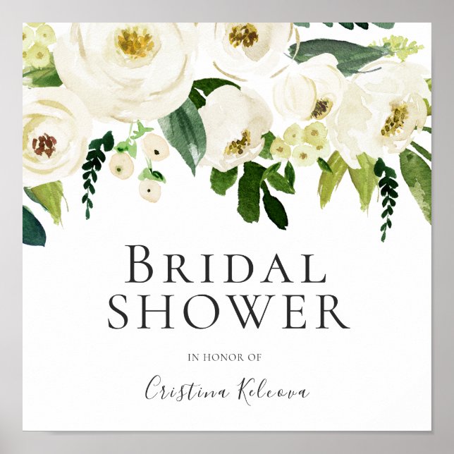 Poster Fleurs blanches et élégant panneau crème Enterreme (Devant)