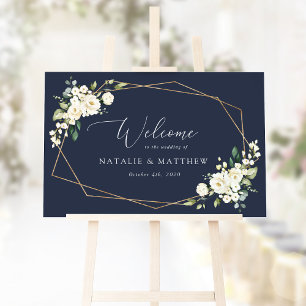 Poster Fleurs Blanches, Fleurs Crème, Bienvenue de Mariag