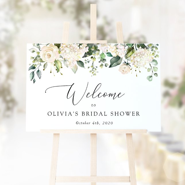 Poster Fleurs blanches, fleurs crème, Boho, Bienvenue de  (Créateur téléchargé)
