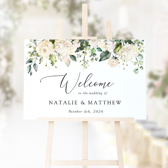 Poster Fleurs blanches, Fleurs de crème, Accueil Mariage (Créateur téléchargé)