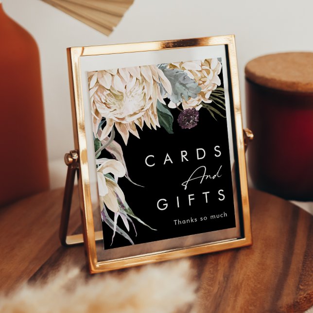 Poster Fleurs Blanches | Panneau Cartes Noires et Cadeaux (Créateur téléchargé)