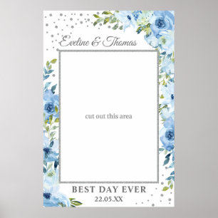 Poster Fleurs bleu clair eucalyptus mariage photo accesso