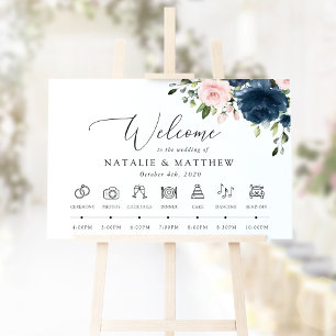 Poster Fleurs Bleu Marine, Fleurs Roses, Chronologie de M