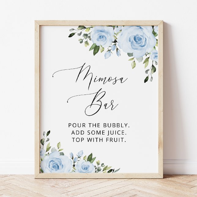 Poster Fleurs Bleu Poussiéreux, Verdure, Bohème, Bar à Mi (Créateur téléchargé)