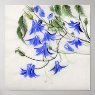 Poster Fleurs bleues