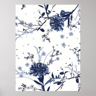 Poster Fleurs bleues