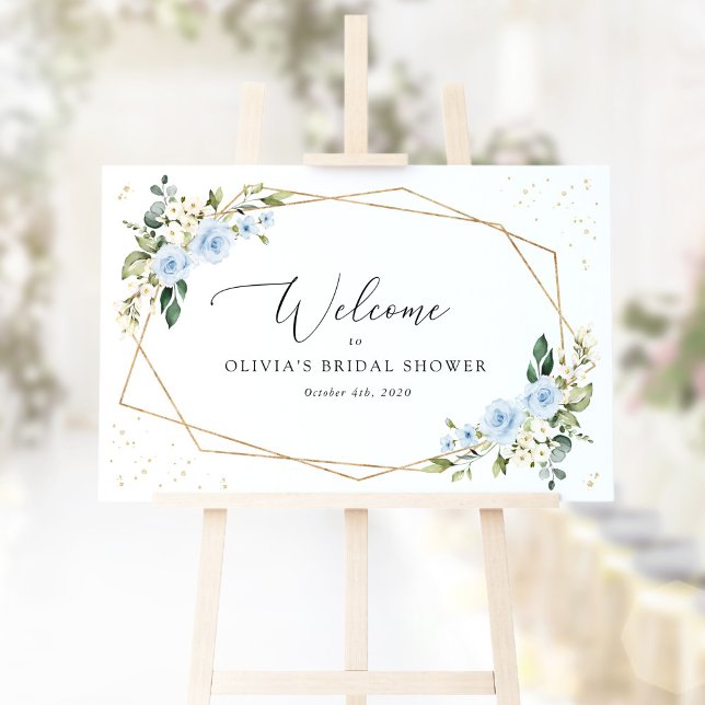 Poster Fleurs bleues, Fleurs blanches, Boho, Accueil nupt (Créateur téléchargé)