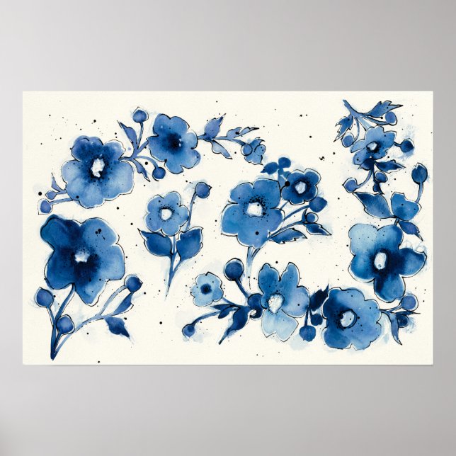 Poster Fleurs bleues indépendantes (Devant)