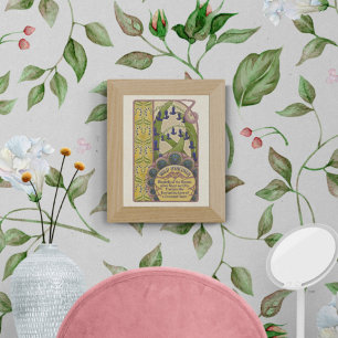 Poster Fleurs Bleues Style Art Nouveau Vintage